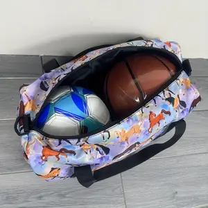 1pc Large Capacity Foldable Travel Duffel Bag with Purple/Green Camo Print - Durable Nylon Sports & Training Shoulder Bag, Machine Washable, Multiple Compartments for Organization, Travel Duffel Bag, Secure Zipper Closure