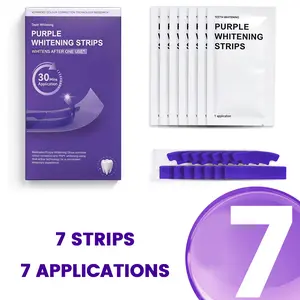 Purple Teeth Whitening Strips - 7/14 Whitening Sessions - Safe for Enamel - Non Sensitive Teeth Whitening - Peroxide-Free, Professional Teeth Whitening Strips with Non-Slip Dry Strip Technology