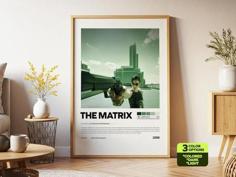 The Matrix Poster, Sci-Fi Film Print, Vintage Movie