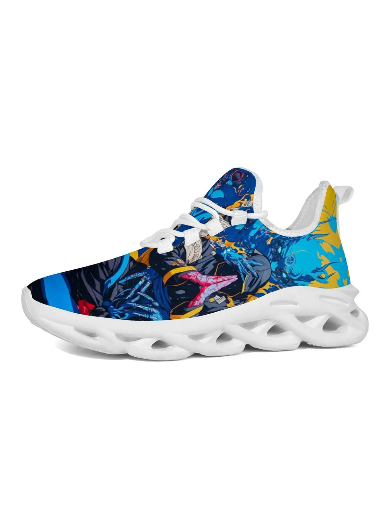 Men's Casual Sneakers Exclusive, Unique Printed Anime Style Athletic Shoes, Trendy Artistic Graffiti Design, Comfortable Breathable Sole for Urban Street Style