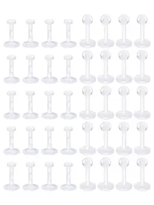 40 Pcs Clear Transparent Acrylic Piercing Retainers Set for Women Men Invisible Hypoallergenic Body Jewelry Set for Work Sports Flexible Labret Nose Studs Medical Safe for Sensitive Skin Surgery Use