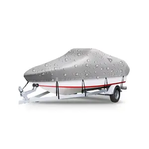 Boat Cover,16-17FT 420D Water Waterproof Boat Covers,Silver-Coated Oxford Cloth Trailerable Boat Covers For Bass Boat Fish & Ski Boat, Runabout Bowrider Boat