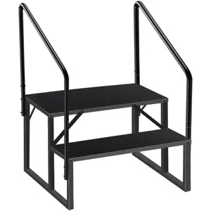 Garvee RV Steps with Handrail,660 Lbs Heavy-Duty 2 Step Camper Entry Step Stairs with Anti-Slip Panel, Mobile Home Stairs Outdoor Camping Travel Trailers Motorhome Hot Tub Spa Portable Step