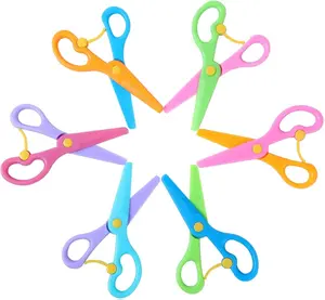 6 Pack Toddler Safety Scissors for Kids Ages 3-5, Plastic Preschool Training Scissors with Dual-Color Design & Blunt Tips - Child-Safe Craft Supplies, School Art Projects, Paper Cutting Activities