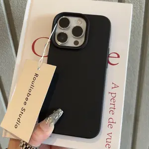Solid Color Leather Texture TPU Soft Phone Case, High-End Simple Anti-Fall Protective Cover for Men & Women Compatible with iPhone 11-17 Series