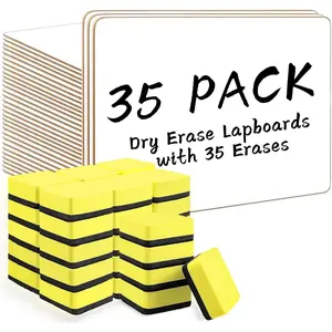 Dry Erase Lapboards,  35 Pack Double Sided Small Dry Erase Whiteboards 9 x 12.5 Inch with 35 Erasers, Small Dry Erase Boards for Classroom Teacher Supplies, Personal White Boards for Students