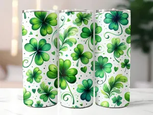 St Patrick's Shamrock Tumbler 20 oz Skinny Tumbler Sublimation Shamrock St Patrick's Day Tumbler