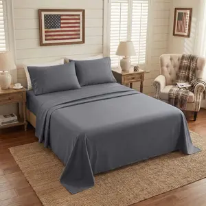 4-Piece Breathable Sheet Set – Great for Year-Round Use, 16" Deep Pocket Fitted Sheet, Hotel-Soft Texture, Fits Thick Mattress – Available in Queen//Full/Twin/ King bed