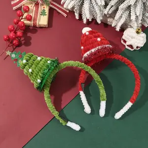 AWAYTR Christmas Tree Headband Red Green Xmas Tree Hair Hoop Cute Holiday Headbands for Women Girls Party Headwear Hair Accessory