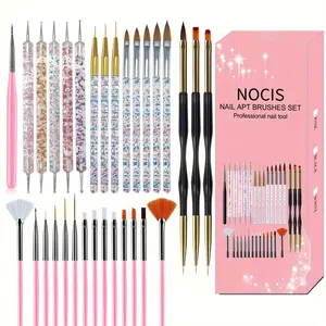 Nail Art Brush Kit Set, 31 Pcs/Box Nail Tip Painting Brushes, 3D Builder Gel Brush and Carving, Dotting and Drawing Pen, Professional Manicure Nail Design Tools for Home and Salon Use