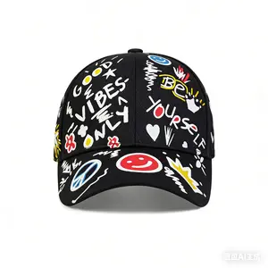 Unisex Letter Graffiti Print Snapback Baseball Cap - Adjustable, Sunscreen, Stylish for Beach Vacation, Outdoor Sports