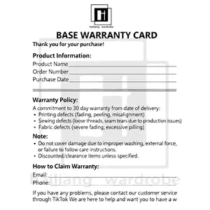 5-1 Our Shorts and T-shirt Warranty Card