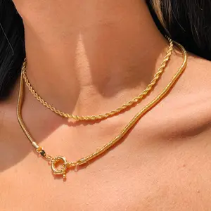 18K Gold Filled Toggle Clasp Necklace – Dainty Bolt Ring Carabiner Necklace for Women