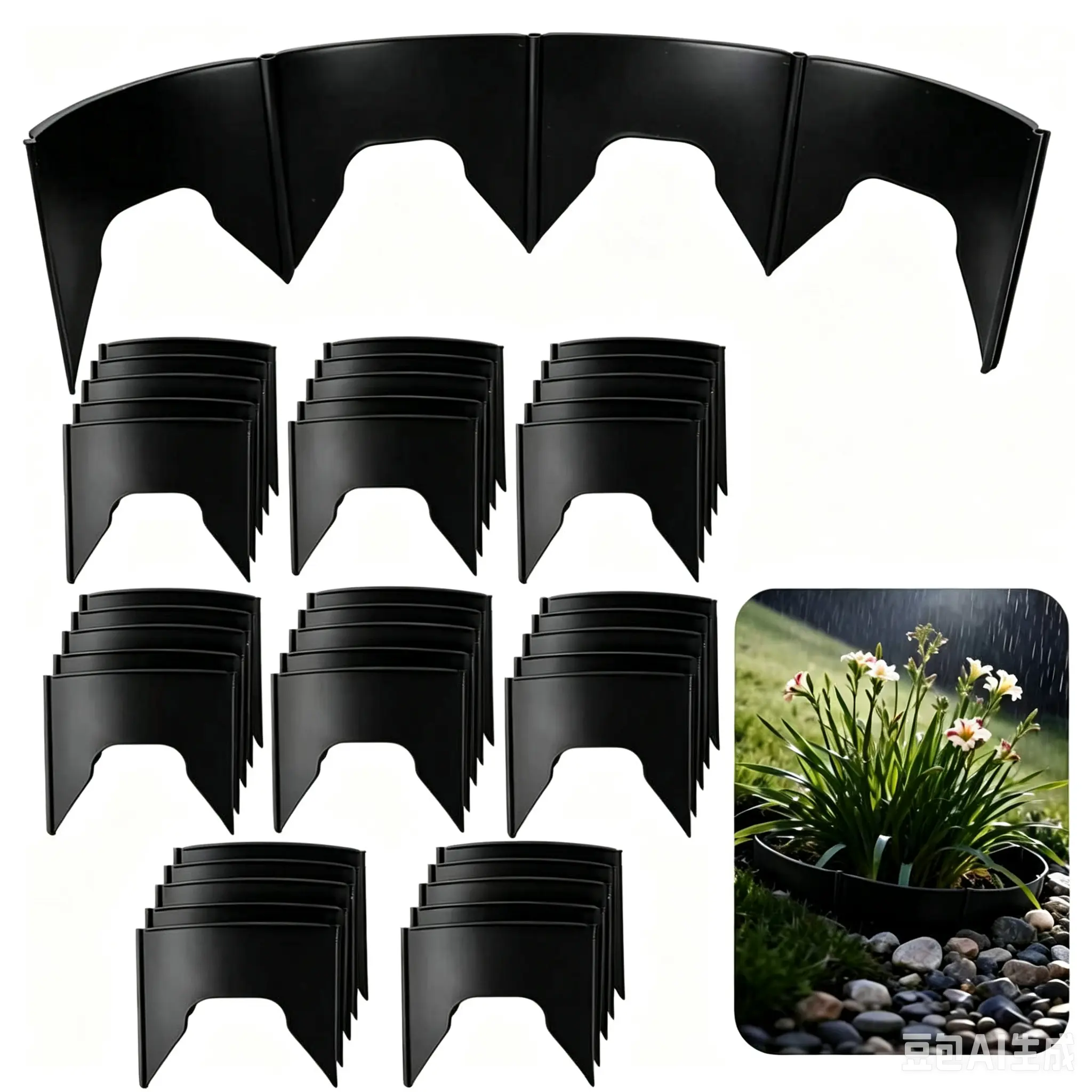 40 Pieces Planting Grow Rings, Diameter Range 8.2-15.7 Inches, Interlocking Garden Plant Rings, Black Garden Rings for Plant Support and Soil Moisture Retention