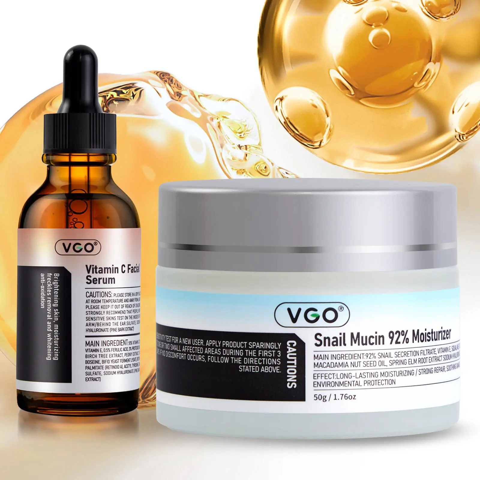VGO Advanced Snail Mucin 92% Hydrating Gel Cream, Daily Face Moisturizer for Dry & Sensitive Skin, 50g / 1.76oz