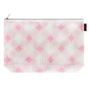 Large Pink Plaid Canvas Bag