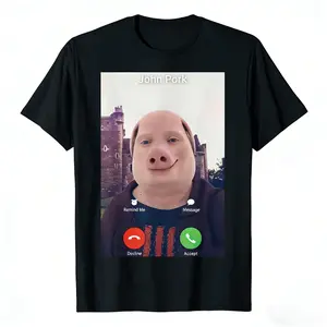 📞🐖[Graphic T-Shirt] [Funny T-Shirt]100% Cotton Funny John Pork Is Calling Meme Graphic T-Shirt – Halftime Humor Viral Tee, Unisex Casual Short Sleeve Crewneck, Soft Breathable Streetwear Top, Trendy Meme Shirt Gift for Men & Women Everyday Wear