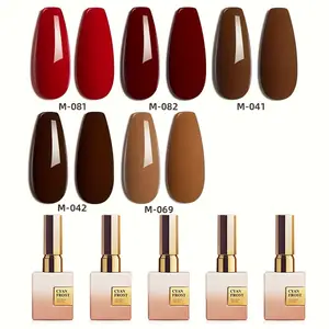 Cyanfrost 5 Pcs Fall Winter Gel Nail Polish Set with Deep Burgundy, Brown & Coffee Colors - Long Lasting Soak Off Nude Gel Kit for DIY at Home, Professional Nail Artists | Perfect for Holiday Party, Christmas, Office, Wedding Manicure & as Gift for Women