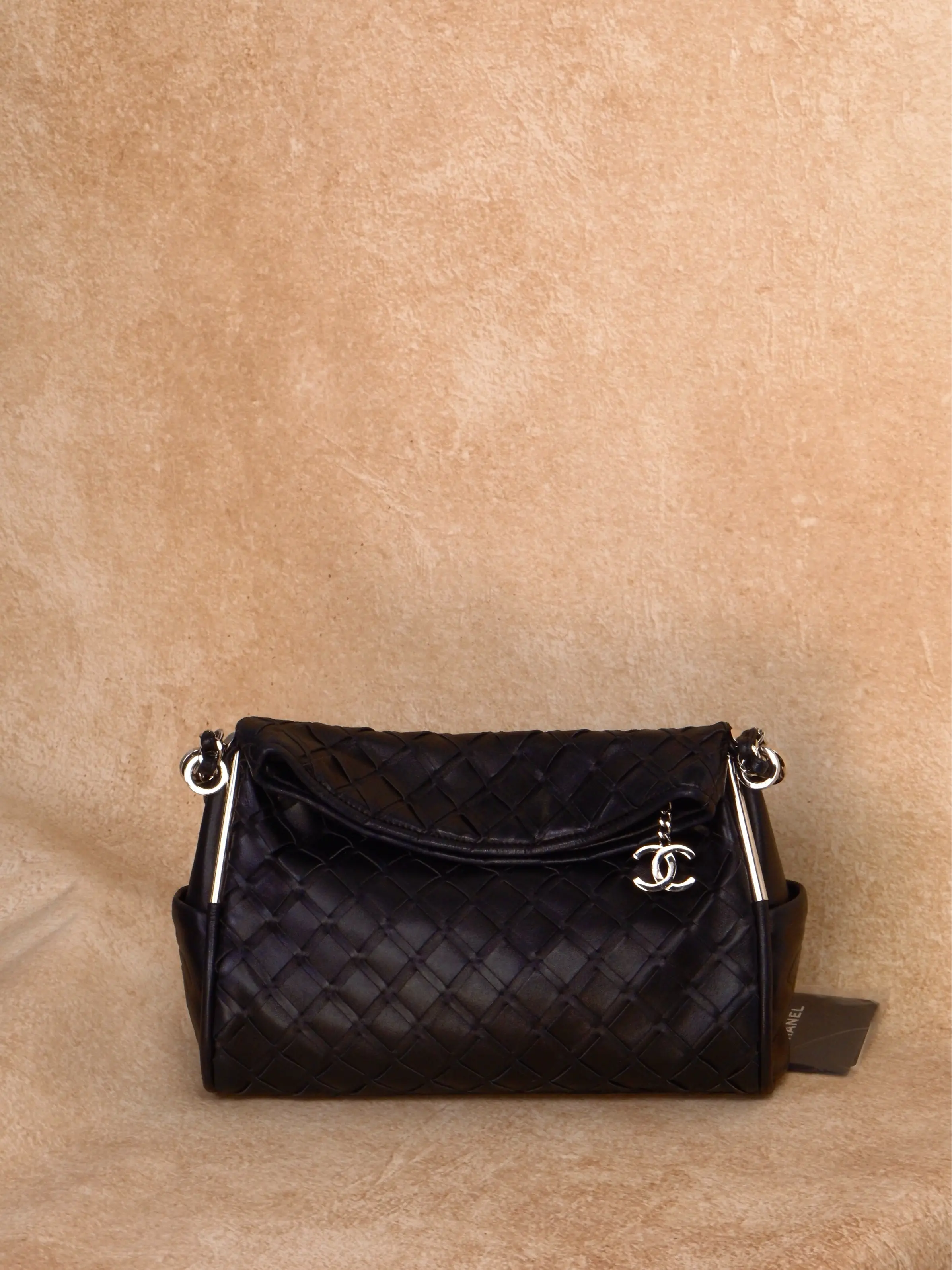 Pre-owned CHANEL Lambskin Woven Medium Ultimate Soft Sombrero Hobo
