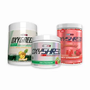 Glow & Go Stack -  OxyShred Pre Workout Powder (33 Serve) + OxyShred Gummies (120 Count) + OxyGreens (30 Serve) by EHPlabs | Digestive Balance + Clean Natural Caffeine On The Go Energy |  Health Fitness Supplements Healthcare Dietary | New Year New Me