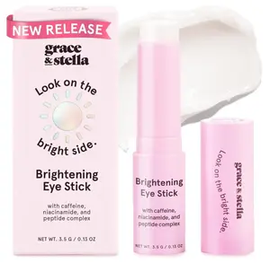 grace & stella Under Eye Brightener Balm Stick - Travel Essentials - Caffeine Eye Cream for Dark Circles, Puffiness, Wrinkles - Vegan Moisturizer Stick with Niacinamide, Hyaluronic Acid (0.13oz/3.5g)