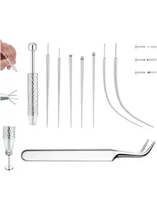 16G 18G Ear Piercing Kit Piercing Needles Piercing Taper Ball Grabber Tool to Change Jewelry Stainless Steel Threadless Insertion Pin Thread Body Piercing Kit for Ear Nose Lip Belly