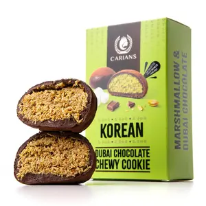 Carian’s Korean Dubai Chocolate Chewy Cookie, Premium Pistachio Cream and Soft Marshmallow Center, Gourmet Milk Chocolate Covered Treats, Nutty and Velvety Snack, 2 Packs, 5.08oz