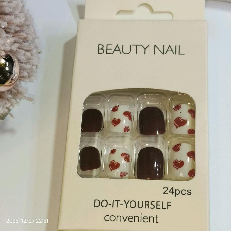 9boxes heart Press On Nails Fake Nails French Nude Nails Nail Tip with Assorted Designs and Colors microFrenchtips.