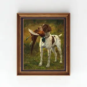 Vintage Hunting Dog Wall Art Unframed – Rustic Cabin Decor Vertical Wall Art | Classic Setter & Pointer Dog Poster | Country Lodge Animal Print, Hunting scene Wall Art Decor, Print Wall Decor, Kitchen Decor Photo Decoration