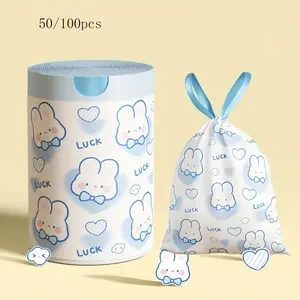 Cute Thick Tear-Free Drawstring Trash Bags, Disposable Garbage Bags with Auto-Close, Multi-Purpose Home & Office Use, Ideal for Cleaning Needs