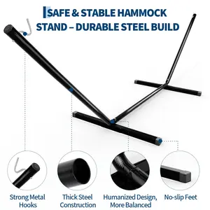 OP-Heavy-Duty Hammock Stand for Outside,Universal Double Hammock Stand, 550-Pound Capacity,  Black