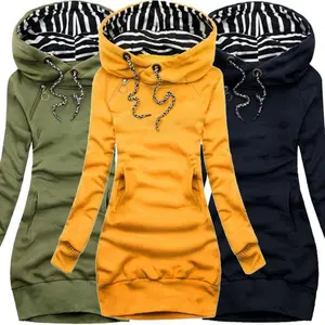 Hooded Dress Casual Solid Color Long Sleeve Drawstring Hooded Dress Slim Fit Hooded Pullover Dress Casual Plus Size Women's Clothing Can be used with raincoat
