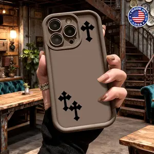 Minimalist Gothic Cross Pattern Aesthetic Design Case for iPhone 17 16 15 14 Pro Max 13 12 11 XR XS Plus Air Slim Lightweight Shockproof Anti Drop Protective Durable TPU Cover