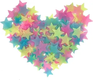 200 Pcs Colorful Glow in The Dark Fluorescent Plastic Wall Stickers Ceiling Decor  Ornaments Decorative