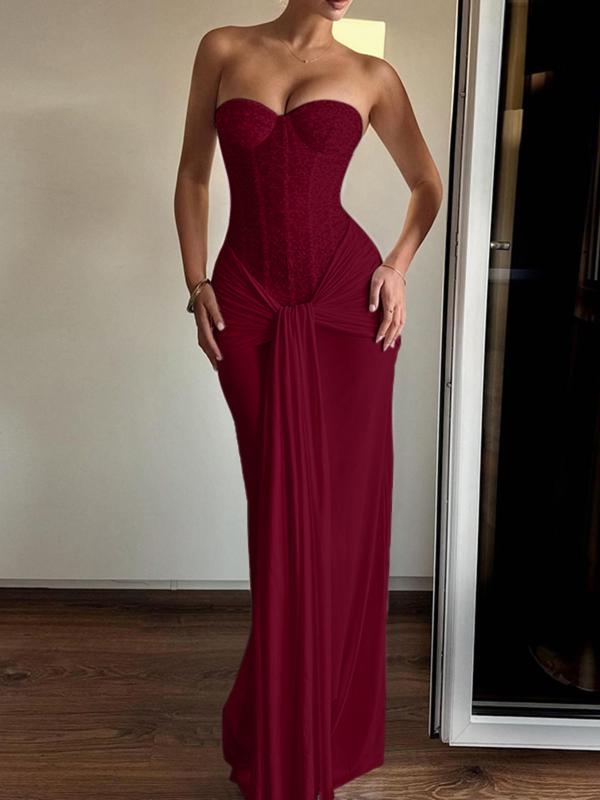Elegant Halter Neck Bodycon Dress With Flower Marigold main image 1