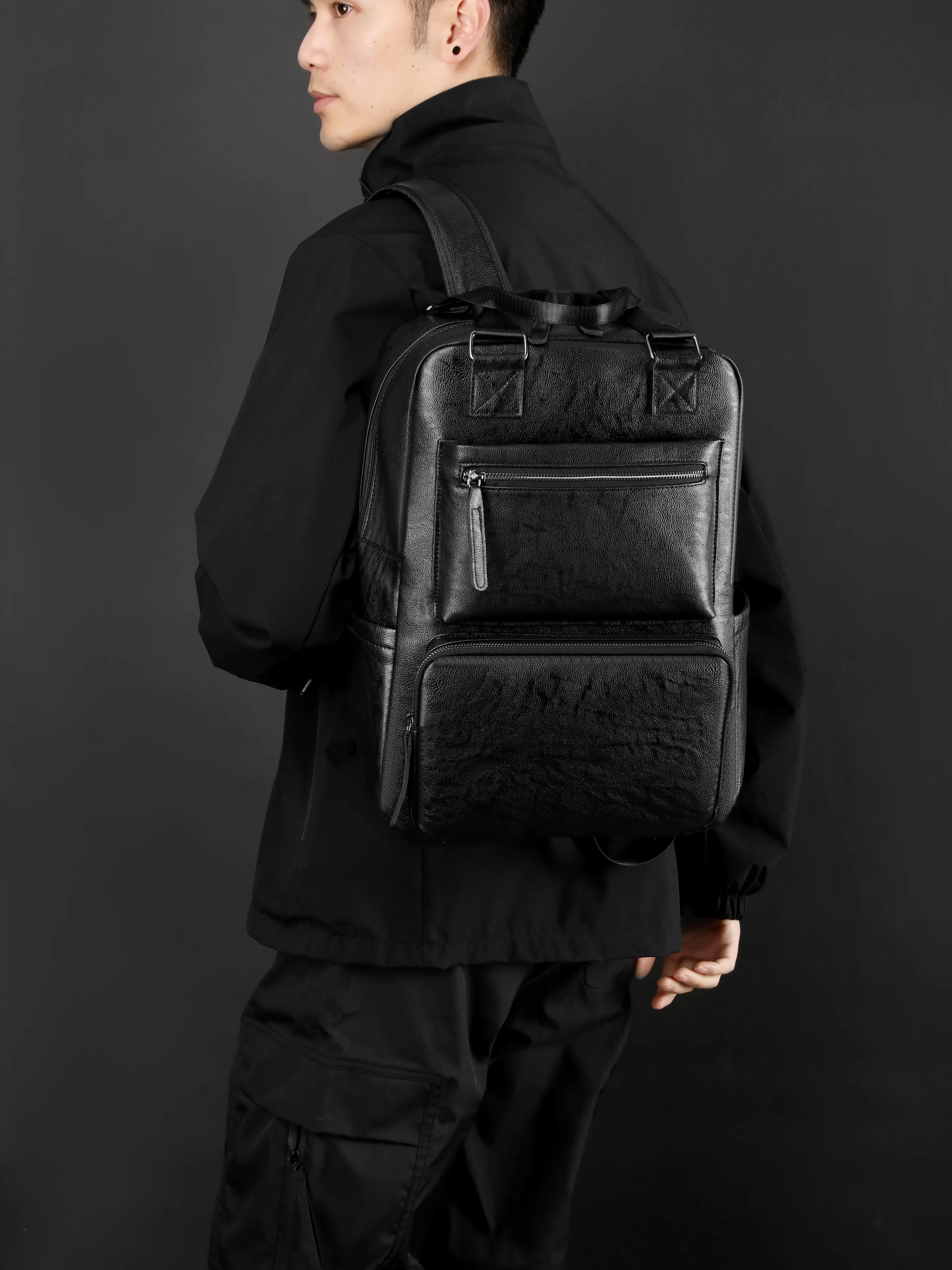 Large Capacity Soft PU Leather Unisex Backpack, Casual Trendy Men's School Bag, Student Shoulder Bag, Fashionable Menswear Accessory, Travel Backpacks, Casual Daypack, Stylish Daypack, College Backpack
