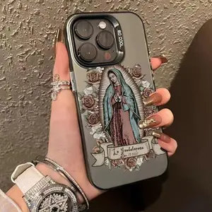 the Virgin Mary Pattern Case for iPhone 17 16 15 14 Pro Max Plus 13 12 11 Pro Shockproof Drop Protection Rugged Durable Silicone Cover