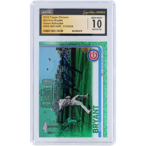 Kris Bryant Chicago Cubs Autographed 2019 Topps Chrome Green Refractor Photo Variation #25 #/99 CGC Fanatics Witnessed Authenticated 10/10 Card - Fanatics Authentic Certified