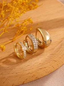 Women's Elegant Rhinestone Hoop Earrings Set, Copper Material Non-Fading Jewelry Gift, Perfect for Daily Wear & Parties