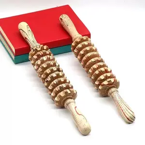 Wooden Muscle Relaxation Mace Massager Roller Fitness Meridian Yoga Stick Slimming Leg Cervical Spine Roller Massage Stick