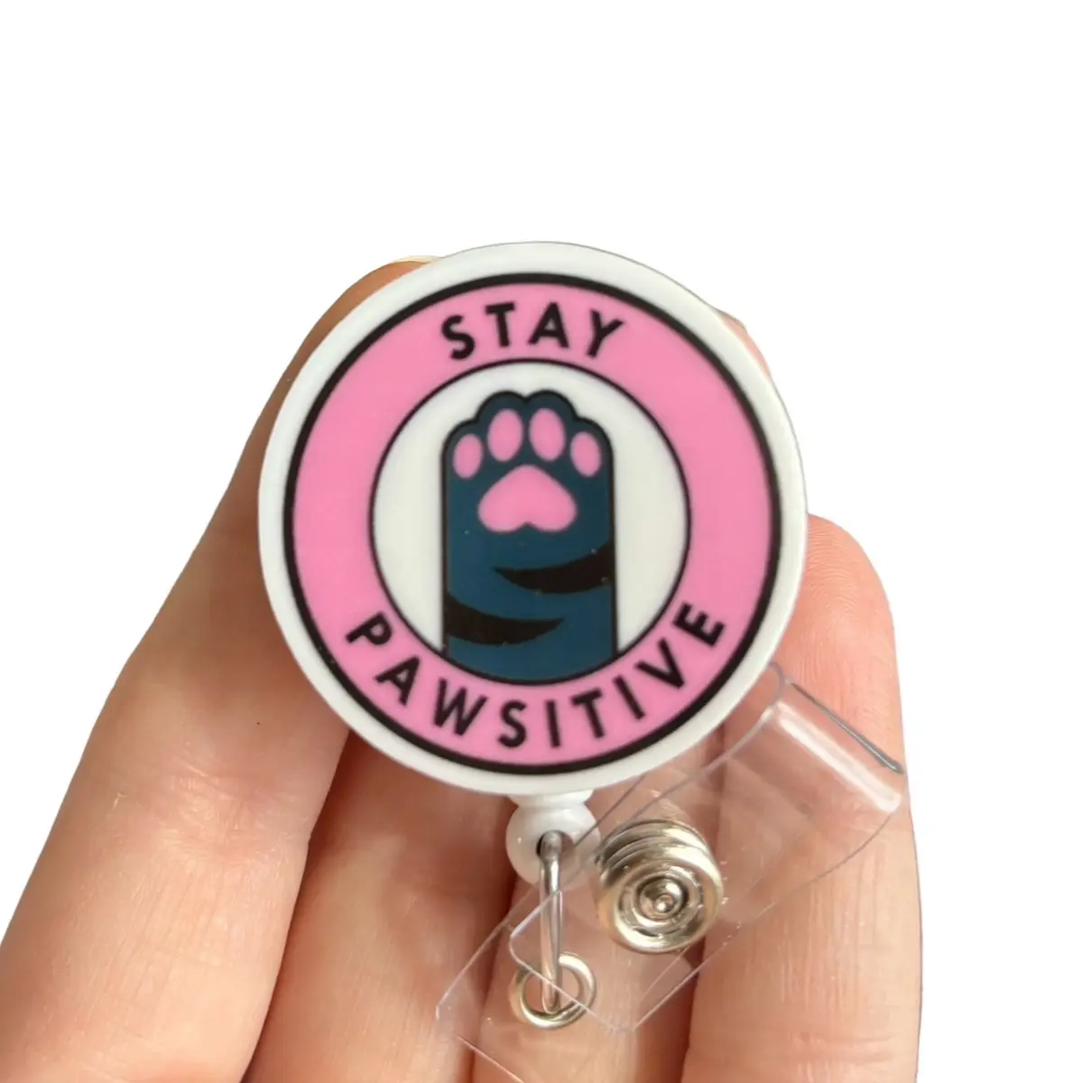 Glitter My Badge Cute cat badge reel for nurse and hospital workers. Badge clip Badge pull - Retractable swivel clip with a 360 rotation. Great gift for coworker.