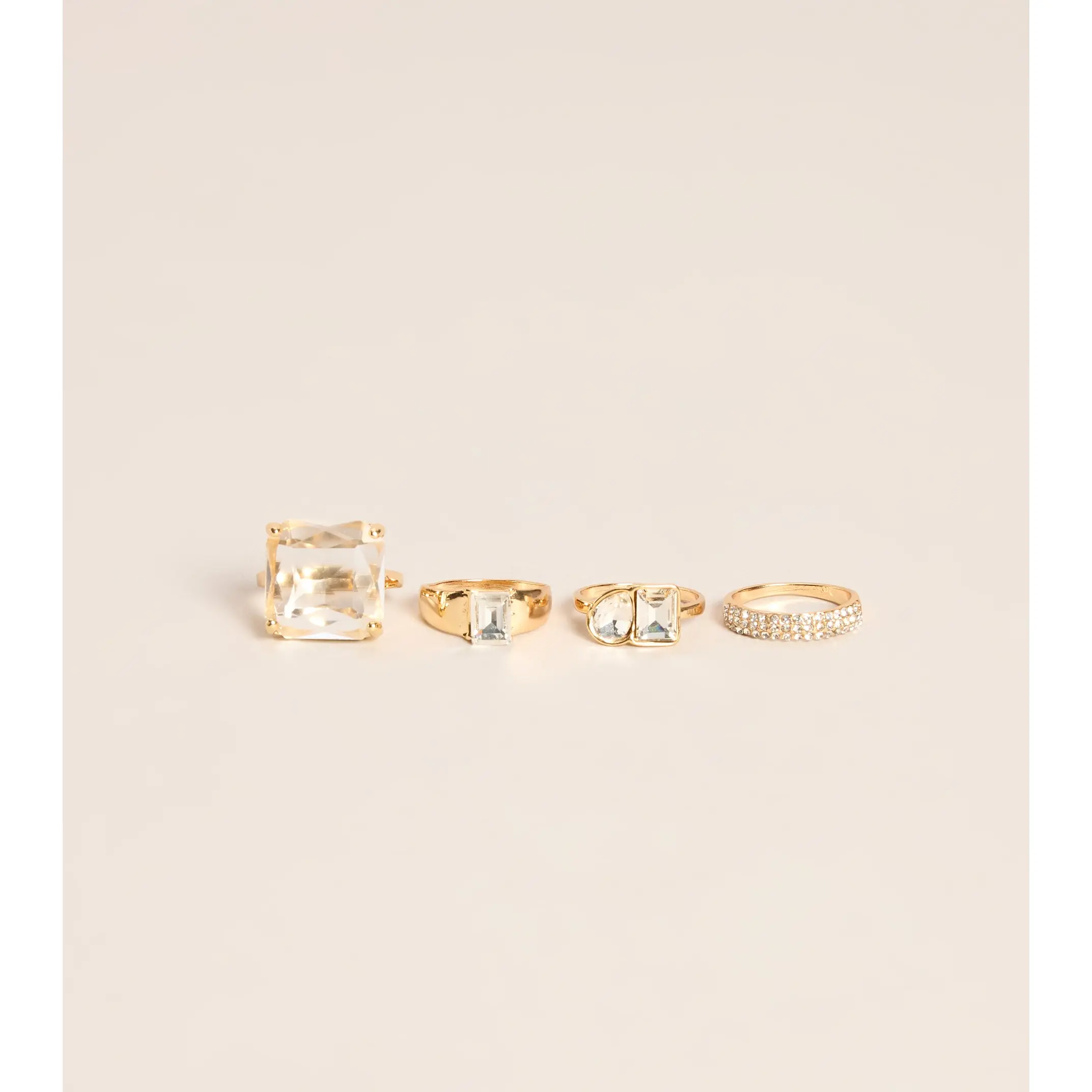 Stacked in Sparkle Four-Piece Ring Set