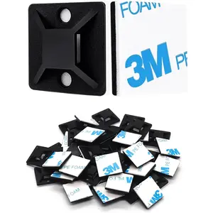 3/4" Zip Tie Mounts - 120 count Self Adhesive  Tie Mounts Wire  Anchors Squares Holders for  Management Outdoor Indoor (120PCS- 3/4INCH, Black)