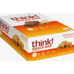 think! Protein Bars with Chicory Root for Fiber, Digestive Support, Gluten Free with Whey Protein Isolate, Salted Caramel, Snack Bars without Artificial Sweeteners, 1.4 Oz (10 Count)