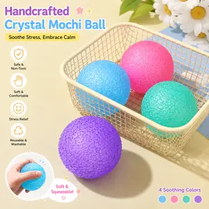 Handcrafted Crystal Mochi Ball Squishy Toy, Soft TPR Stress Relief Fidget Sensory Toy, Handmade Grippie Ball for Relaxation, Party & Gift Giving#Summervibes
