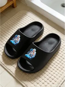 Ice Blue Fantasy Female Warrior Print Cloud Sandals, Magical Atmosphere Style, Unique Trendy Home Slippers, Comfortable and Stylish