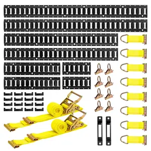 E-Track Tie-Down Rail Kit, Eight-Piece Set With 5ft, 4ft, 2ft, And 1ft Rails; 36 Components Include 2 Ratchet Straps, 8 O-Rings, 8 Tie-Downs With D-Ring, 2 Single Slots, And 16 End Caps; Vans Trailers Compatible