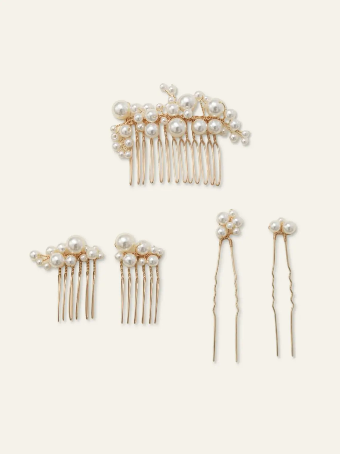 Azazie Pearl Gold Hair Comb Set Pearl Pins Versatile Updo Bride Wedding Ceremony Alloy Hair Comb Set