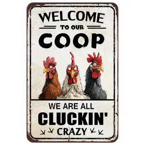Chicken Coop Accessories Funny Chicken Signs Rooster Decorations Chicken Stuff For Farmhouse Farm Kicthen Decor Welcome To Our Coop 12x8 Inches