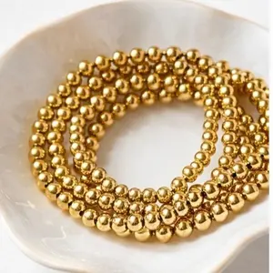 5pcs ,Gold Beaded Bracelet | Waterproof | Stackable Minimalist Jewelry for Women